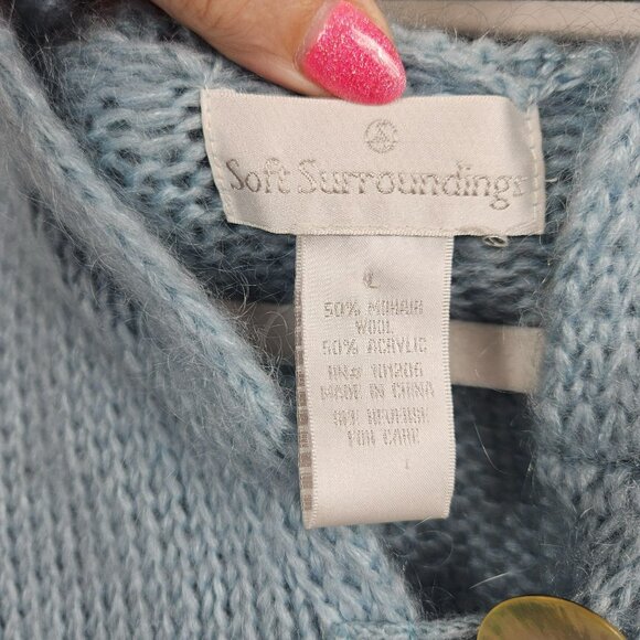 Soft Surroundings Mohair Wool Blend Duster Long Sweater Cardigan Womens L Hooded - Picture 5 of 14